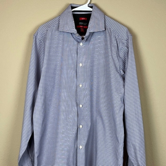Awareness Kenneth Cole Purple/White Stripe Non Iron Slim Fit shirt; Size 16.5T - Picture 1 of 7